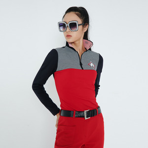 [MFS GOLF]여성 골프셔츠 요크 스트라이프배색 카라셔츠